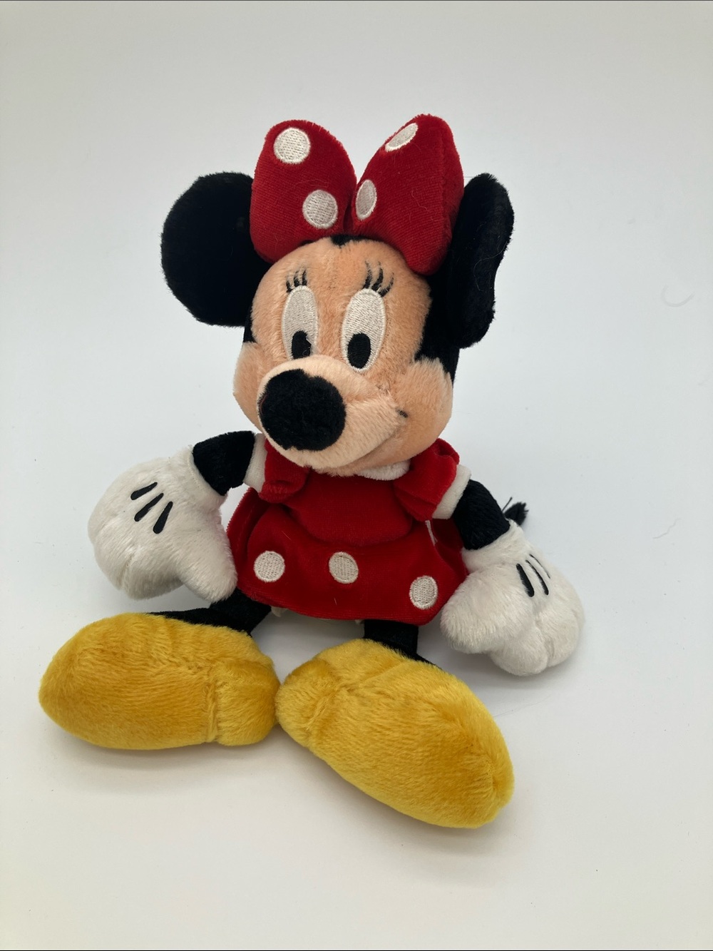 Disney Minnie Mouse Red Velvet Polka Dot Dress Plush Stuffed Animal Toy